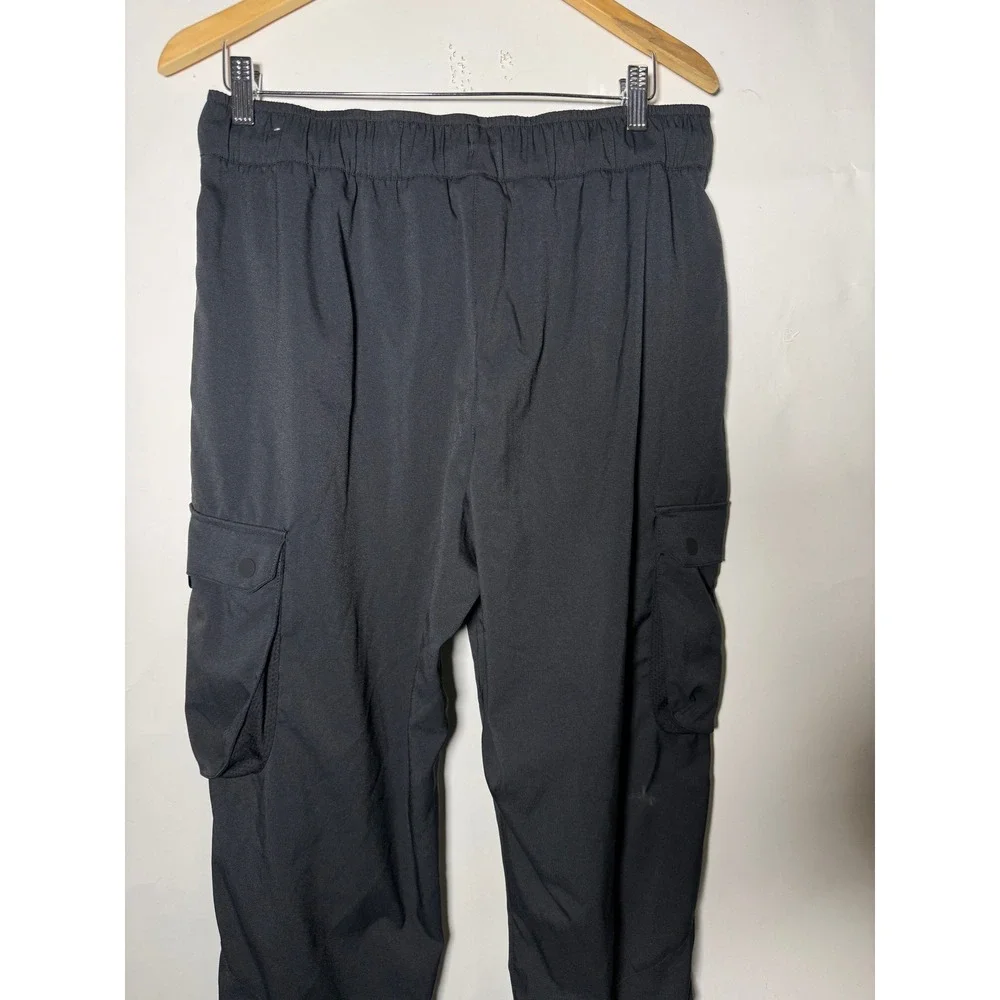 Jordan Mens Black Utility Cargo Pants Jumpman Logo Elastic Waist Zippers Large